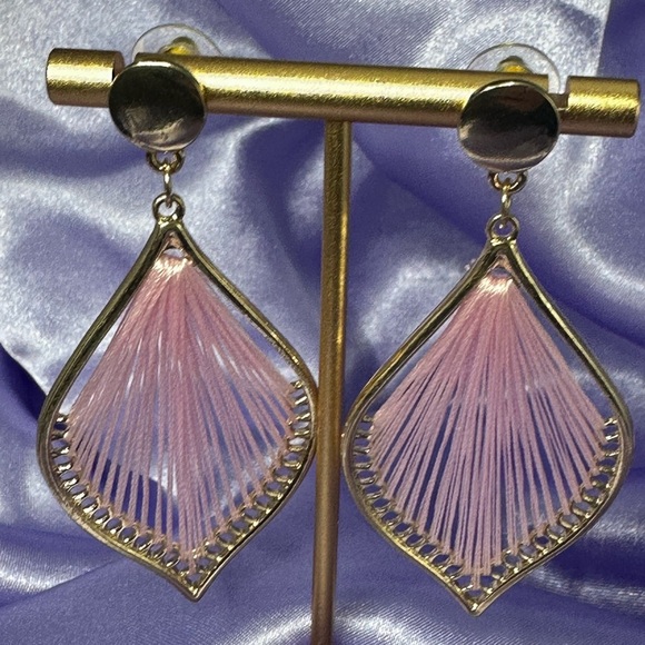 Pink & Gold Boho Drop Earrings – Statement Dangle Jewelry NWT - Picture 11 of 13